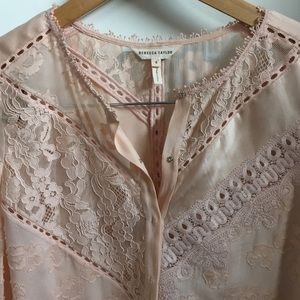 Rebecca Taylor soft pink silk button down top